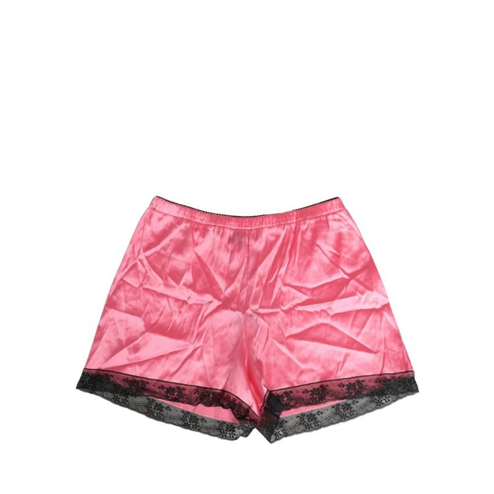 Dolce & Gabbana Pink Silk Satin Lace Trim Pajama Shorts Women's Sleepwear